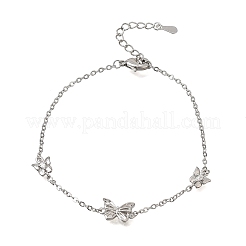 Brass Butterfly Link Bracelets&nbsp;KK-CBAFF9E-01P