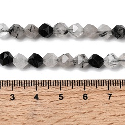 Natural Tourmalinated Quartz/Black Rutilated Quartz Beads Strands&nbsp;G-Z119-A15-01