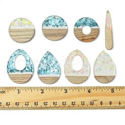 16Pcs 8 Styles Transparent Resin & White Wood Pendants&nbsp;RESI-FS0001-82
