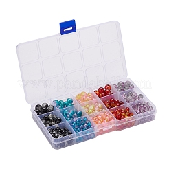 585Pcs 15 Style Spray Painted Crackle Glass Beads Strands&nbsp;CCG-YW0001-05