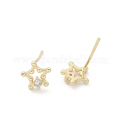 Brass Clear Cubic Zirconia Stud Earrings&nbsp;EJEW-Q014-13G