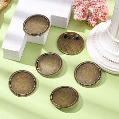 Flat Round Tibetan Style Brooch Cabochon Settings&nbsp;X-TIBE-S178-AB-NR