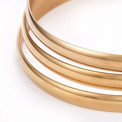 Ion Plating(IP) 7Pcs Fashion 304 Stainless Steel Flat Plain Bangles&nbsp;BJEW-L664-024D-G01