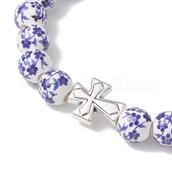 Virgin Mary with Cross Handmade Flower Printed Porcelain Ceramic Bracelets&nbsp;BJEW-JB13020