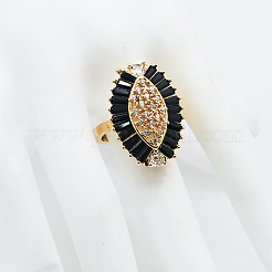 Brass Micro Pave Cubic Zirconia Open Cuff Rings for Women&nbsp;XU4500-2