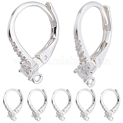 10Pcs Brass Cubic Zirconia Leverback Earring Findings&nbsp;KK-BBC0024-29