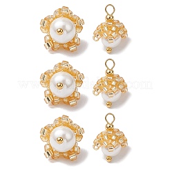 Cylinder Seed Beaded Flower Pendants&nbsp;PALLOY-MZ00705