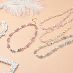 4Pcs 4 Style Natural Mixed Gemstone Chips & Pearl Beaded Necklaces Set for Women&nbsp;NJEW-JN04008