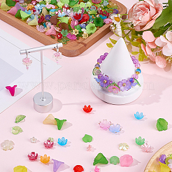 300Pcs 6 Styles Spray Paint ABS Plastic Imitation Pearl Bead Caps&nbsp;MACR-SC0002-75