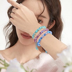 3Pcs Round Synthetic Moonstone Braided Bead Bracelets&nbsp;BJEW-SW00061-02