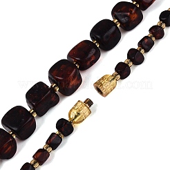 Natural Bloody Amber Nuggets Graduated Beaded Necklaces with Brass Clasps & Seed Beads&nbsp;NJEW-N064-06