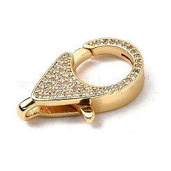 Brass Clear Cubic Zirconia Lobster Claw Clasps&nbsp;KK-Z078-49C-G
