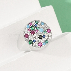 Brass Micro Pave Cubic Zirconia Finger Rings for Women&nbsp;RJEW-C129-09P
