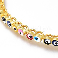 Evil Eye Brass Enamel Slider Bracelets&nbsp;BJEW-H531-01B-G