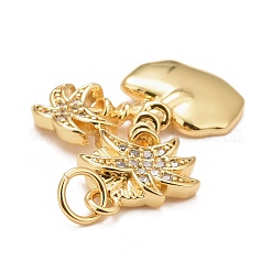 Rack Plating Brass Micro Pave Clear Cubic Zirconia Pendants&nbsp;KK-M229-35G
