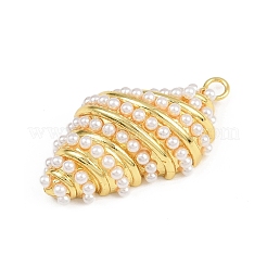 Shell Shape Brass ABS Imitation Pearl Pendants&nbsp;KK-I352-04D-G
