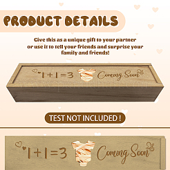 Rectangle Wooden Pregnancy Test Keepsake Box with Slide Cover&nbsp;CON-WH0102-001