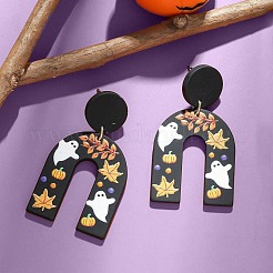 Arch with Ghost Pattern Acrylic Dangle Stud Earrings&nbsp;FS-WG2B12F-01