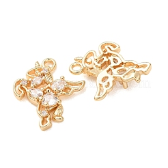 Brass Micro Pave Clear Cubic Zirconia Charms&nbsp;KK-A304-03G
