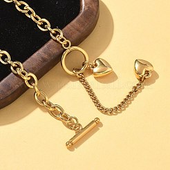 304 Stainless Steel Toggle Heart Y Necklaces for Women&nbsp;NJEW-M101-04G
