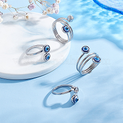 4Pcs 4 Style Resin Evil Eye Cuff Rings&nbsp;RJEW-PH0001-11