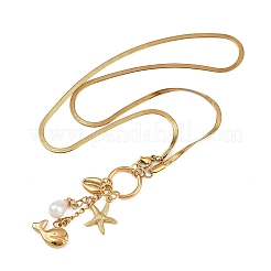 Beach 304 Stainless Steel Starfish Whale Pendant Necklaces&nbsp;NJEW-D337-01G