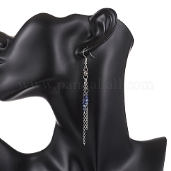Round 304 Stainless Steel Natural Sodalite Dangle Earrings&nbsp;EJEW-JE06783-02