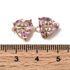 Brass Micro Pave Cubic Zirconia Pendants&nbsp;KK-K274-14G