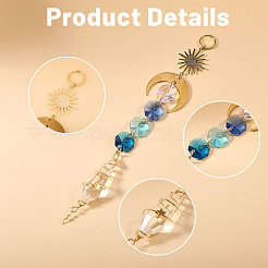 3Pcs Copper Wire Wrapped Bullet Glass Pendant Decoration&nbsp;HJEW-CA00070