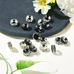 18Pcs 3 Colors Brass Rhinestone Spacer Beads&nbsp;RB-TADJ0001-01