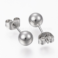Tarnish Resistant 201 Stainless Steel Ball Stud Earrings&nbsp;STAS-P179-02P-8mm