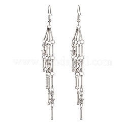Brass Bar Link Chain with Star Dangel Earrings&nbsp;EJEW-JE06458