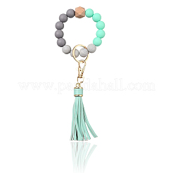 1Pcs Silicone Round Beaded Keychain Wristlet&nbsp;AJEW-CL0001-11B