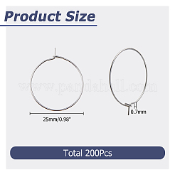 200pcs 316 Surgical Stainless Steel Hoop Earring Findings&nbsp;STAS-HS0001-26D