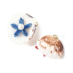 Glass Seed Baeded & Natural Shell Pendants&nbsp;PALLOY-MZ01370