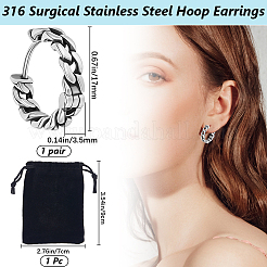 1 Pair 316 Surgical Stainless Steel Hoop Earrings&nbsp;EJEW-BBC0001-64B