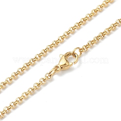 PVD Vacuum Plating 304 Stainless Steel Rolo Chain Necklaces&nbsp;X-NJEW-I248-11C-G
