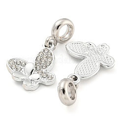 Rack Plating Alloy Pave Crystal Rhinestone Insect European Dangle Charms&nbsp;FIND-B034-14P-01
