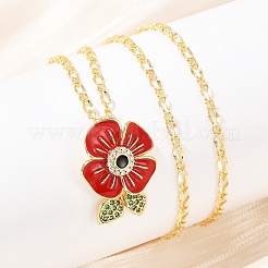 Brass Micro Pave Cubic Zirconia and Enamel Pendant Necklaces&nbsp;NJEW-Q041-06G