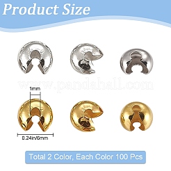 200Pcs 2 Colors Brass Crimp Beads Covers&nbsp;KK-SP0001-88
