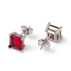 6 Pairs Tiny Cubic Zirconia Square Stud Earrings&nbsp;EJEW-G291-01C-M
