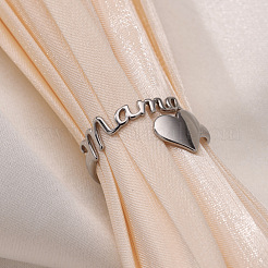 Mother's Day 201 Stainless Steel Cuff Open Rings&nbsp;WG9B31B-02