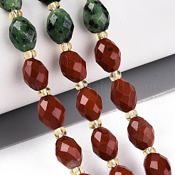 Natural Ruby in Zoisite & Red Jasper & Flower Opal Beads Strands&nbsp;G-T144-21B-01