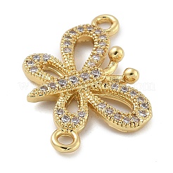 Rack Plating Brass Micro Pave Clear Cubic Zirconia Butterfly Connector Charms&nbsp;KK-A234-077G