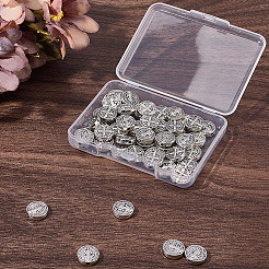 60Pcs Tibetan Style Alloy Flat Round Beads&nbsp;TIBEB-SC0001-58