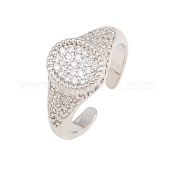 Brass Micro Pave Cubic Zirconia Cuff Rings for Women&nbsp;CU-CBA0A21-04P