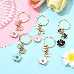 6pcs Flower Alloy Enamel Keychain&nbsp;KEYC-YW00171-01