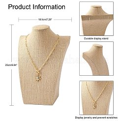 Wooden Covered with Imitation Burlap Necklace Displays&nbsp;NDIS-K001-B15