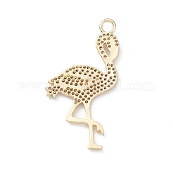 Rack Plating Brass Micro Pave Clear Cubic Zirconia Bird Pendants&nbsp;KK-L155-67G