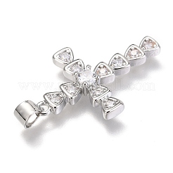 Brass Micro Pave Clear Cubic Zirconia Pendants&nbsp;ZIRC-O038-06P